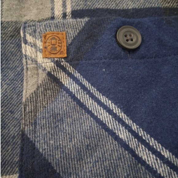 Coleman Shirt Mens Large Plaid Flannel Blue Gray Button Up Outdoor Workwear - Picture 7 of 10